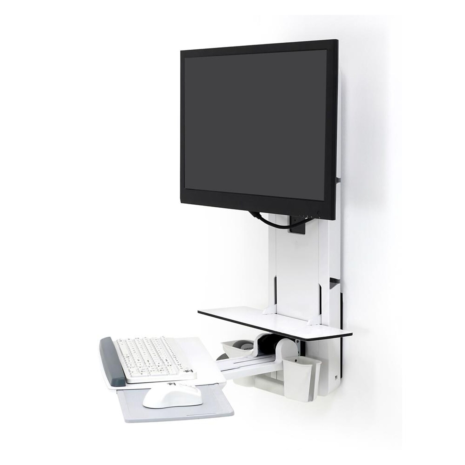 Ergotron StyleView Sit-Stand Adjustable Single Arm Vertical Lift, Patient Room Mount, 24 Screen Support, White (61-080-062)