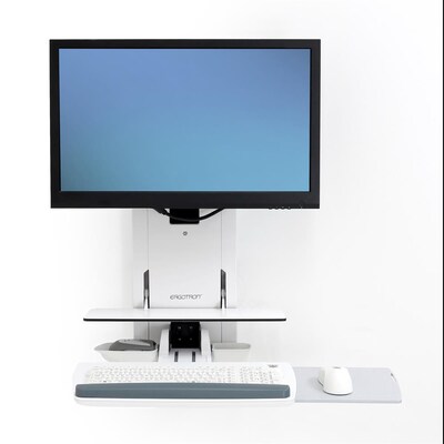 Ergotron StyleView Sit-Stand Adjustable Single Arm Vertical Lift, Patient Room Mount, 24" Screen Support, White (61-080-062)