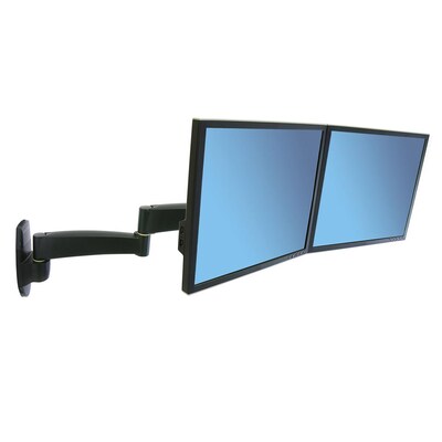 Ergotron 200 Series Adjustable Dual Arm Mount, 22" Screen Support, Black (45-231-200)