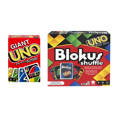 Mattel Game Set: ?Giant UNO Family Card Game and Blokus Shuffle: UNO Edition
