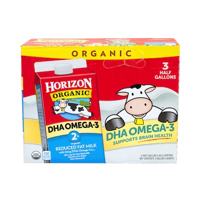 Horizon Organic 2% Milk with DHA Omega-3, 64 Fl. Oz., 3/Pack (902-00055)