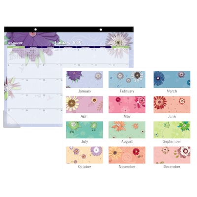 2019 AT-A-GLANCE® Monthly Paper Flowers Desk Pad, 12 Months, January – December, 21 3/4 x 17 (5035-19)