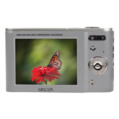 Minolta 44 MP Digital 2.7K Quad HD Camera, 16x Digital Zoom, Silver (MND20-S)