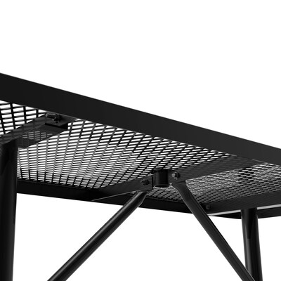 Flash Furniture Mantilla Rectangular Outdoor Picnic Table with Mesh Top and Seats, 6' Black (SLFEML72BK)