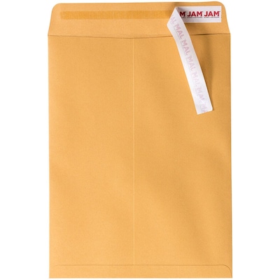 JAM Paper Open End Envelopes, Peel & Seal, 9 x 12, Brown Kraft, 250 Pack (75456-250)