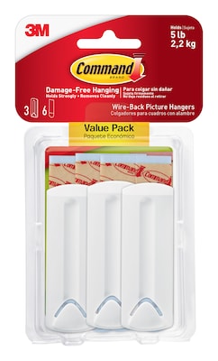 Command  Hanging Hooks, 5 lb., White, 3/Pack (17043-ES)