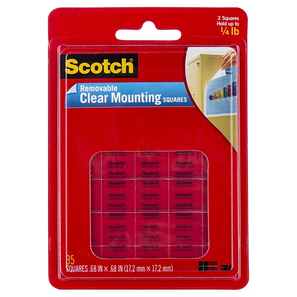 Scotch® Removable Mounting Squares, 11/16" x 11/16", Clear, 35/Pack |  Quill.com