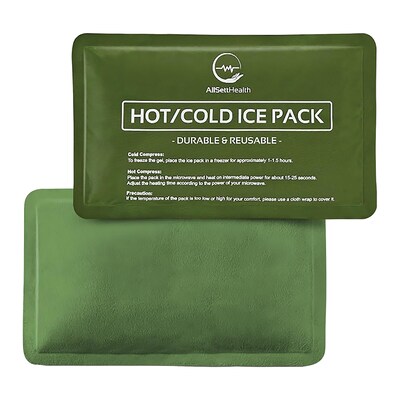 AllSett Health Reusable Soft Gel Packs for Injuries with Velvet-Soft Fleece Fabric, 2-Pack, Green (A