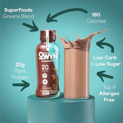 OWYN Dark Chocolate Protein Drink, 12 oz, 12/Pack (382-00001)