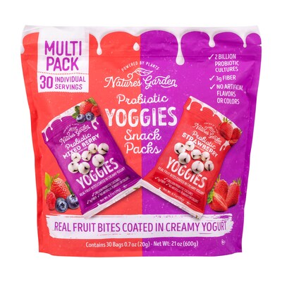 Natures Garden Probiotic Yoggies Variety Snack Pack, 21 oz., 30/Pack (220-02303)