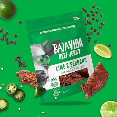 Baja Vida Beef Jerky Lime and Serrano Pepper Snack Pack, 1.0 oz, 12/Pack (220-02307)