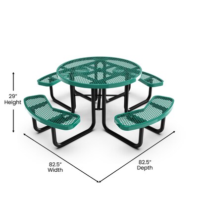 Flash Furniture Creekside Commercial Grade Round Outdoor Picnic Table, Green (SLFEMR46H60LGN)