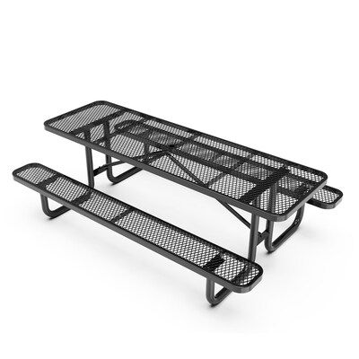 Flash Furniture Mantilla Rectangular Outdoor Picnic Table, 8 Black (SLFEML96H60LBK)