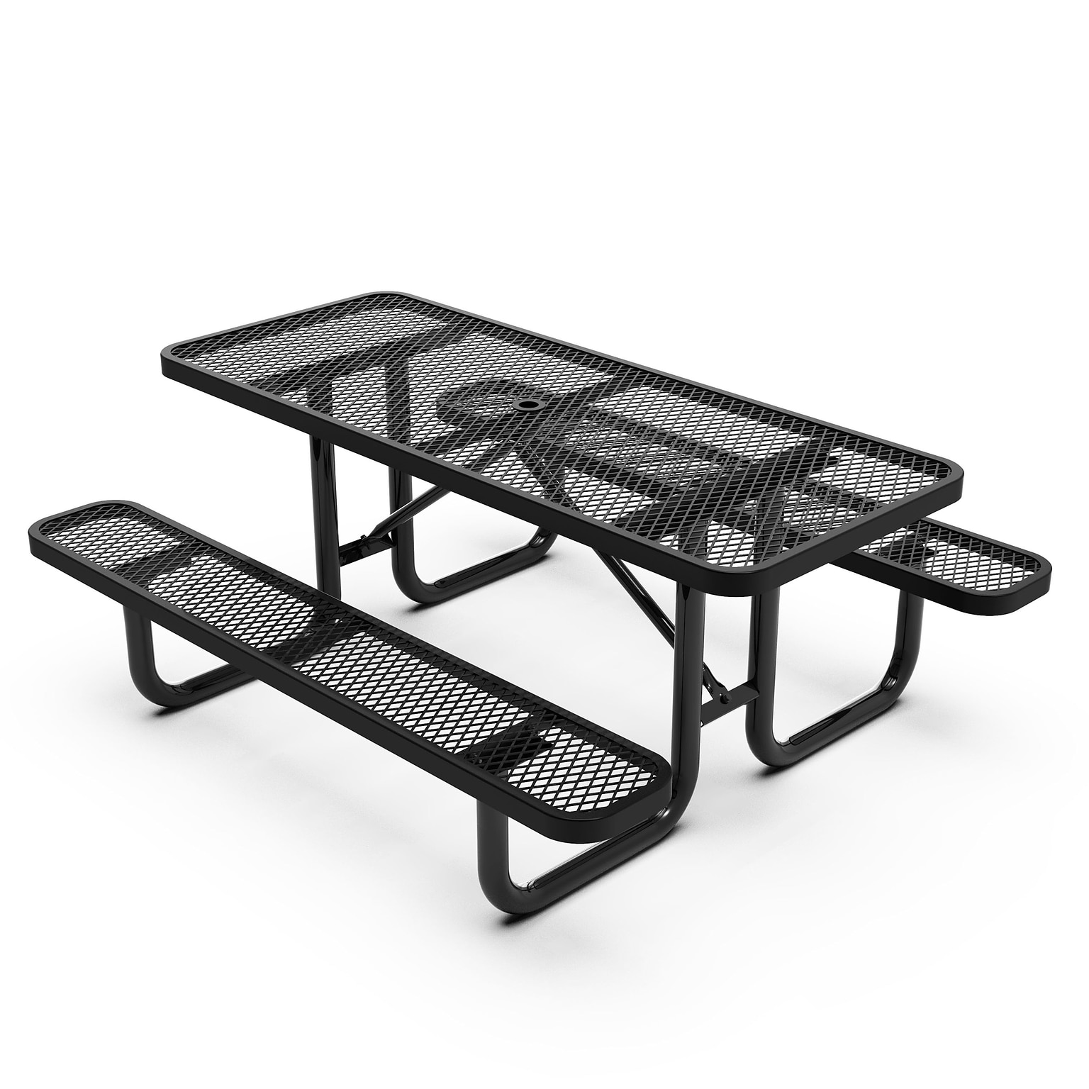 Flash Furniture Mantilla Rectangular Outdoor Picnic Table, 6 Black (SLFEML72H48LBK)