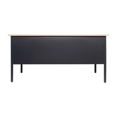 Flash Furniture Cambridge 60"W Single Pedestal Desk, White Oak/Black (GCMBLK175WOK)