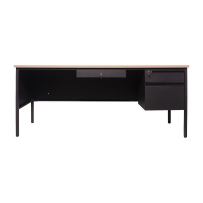 Flash Furniture Cambridge 70"W Single Pedestal Desk, White Oak/Black (GCMBLK177WOK)