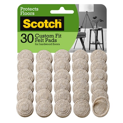 Scotch Custom Fit Felt Pads, 1.5 Beige, 30/Pack (SP884-NA)