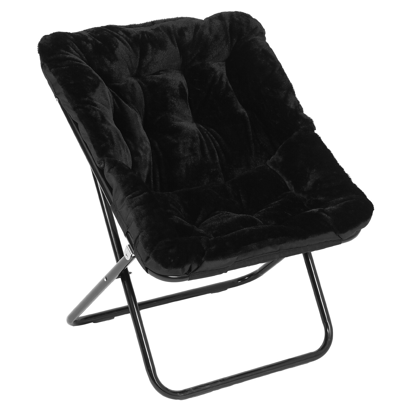 Flash Furniture Archer Faux Fur Folding Saucer Chair, Black (FVFSC027BKBK)