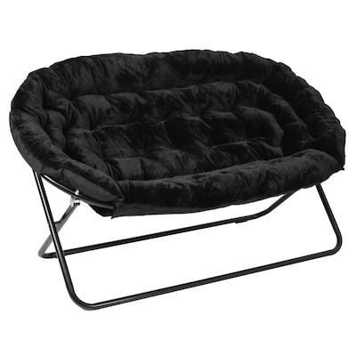 Flash Furniture Eleanor Faux Fur Folding Double Saucer Chair, Black (FVFDS1BKBK)