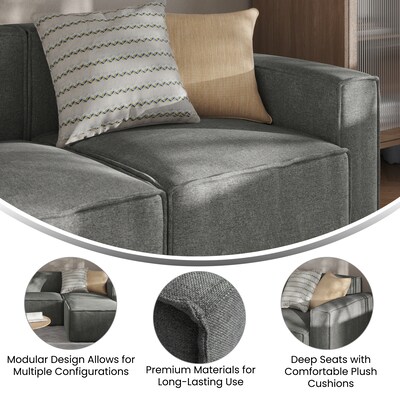 Flash Furniture Bridgetown 37.75" Fabric Modular Right Side Sectional Sofa Seat with Arm Rest, Dark Gray (ISIT2231RCDKG)