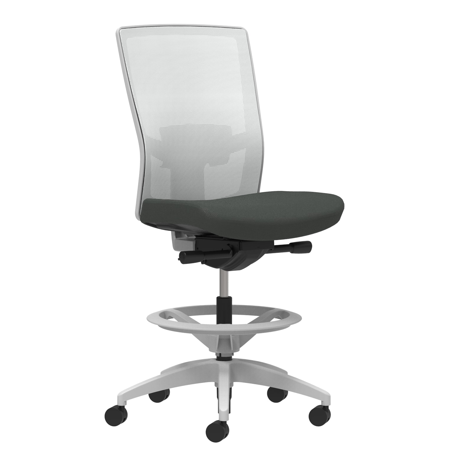 Union & Scale Workplace2.0™ Fabric Stool, Iron Ore, Adjustable Lumbar, Armless, Synchro-Tilt, Partial Assembly Required