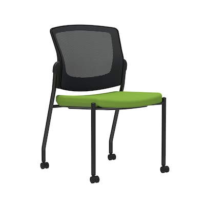 Union & Scale Workplace2.0™ Fabric Guest Chair, Pear, Integrated Lumbar, Armless, Stationary, Fully Assembled (53715)