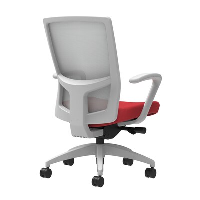 Union & Scale Workplace2.0™ Fabric Task Chair, Cherry, Integrated Lumbar, Fixed Arms, Advanced Synch
