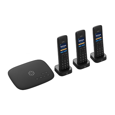Ooma Telo IP Access Point Home Phone Service Bundle with 3 HD3 Cordless Handsets and Premier Subscri