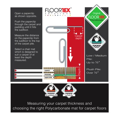 Floortex Ultimat Carpet Chair Mat with Lip, 48" x 53", Designed for Low/Medium-Pile Carpet, Clear Polycarbonate (1113423LR)