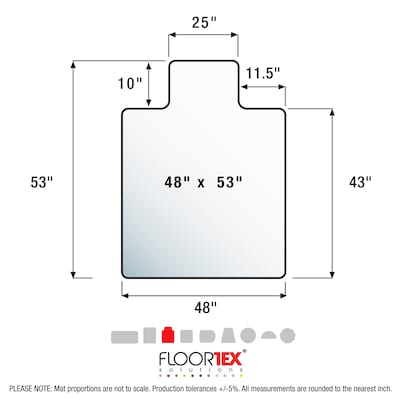 Floortex Ultimat Carpet Chair Mat with Lip, 48" x 53", Designed for Low/Medium-Pile Carpet, Clear Polycarbonate (1113423LR)