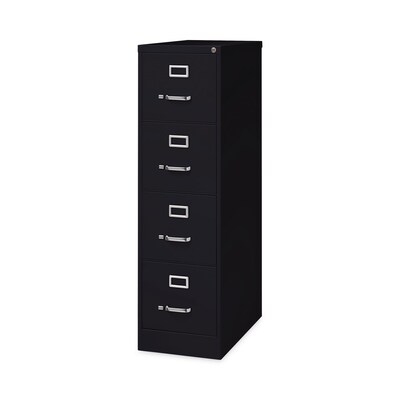 Alera Commercial 4-Drawer Vertical File Cabinet, Letter Size, Lockable, 52H x 15W x 26.5D, Black