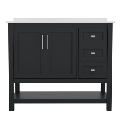 Flash Furniture Vega Bathroom Vanity with Sink, 42 Inch, Black (FSVEGA42BK)