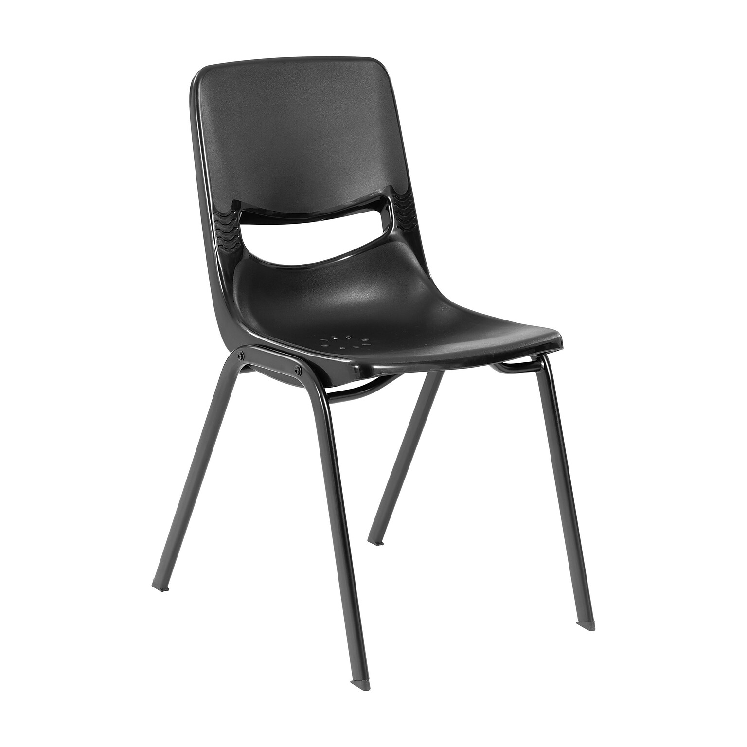 Flash Furniture HERCULES Polypropylene Heavy-Duty Classroom Stack Chair, Black (SFCH003BLKBLK)