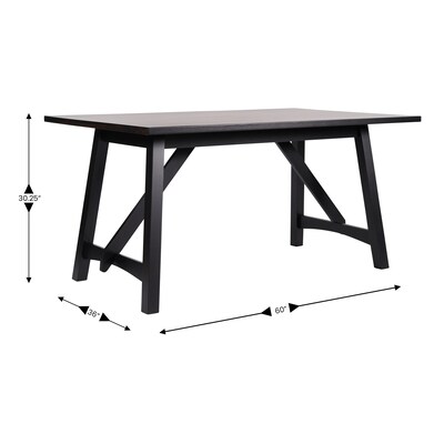 Flash Furniture Everly Solid Wood Trestle Base Dining Table, 36" x 60", Black (KERT851BLK60)