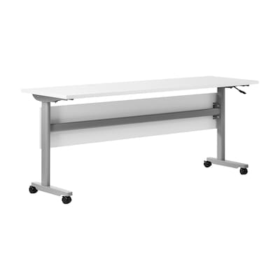 Flash Furniture Palmer 72W x 24D Foldable Training Room Table, Laminate, White Tabletop/Gray Frame