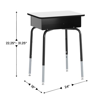 Flash Furniture HERCULES 24"W Student Desk with Classroom Stack Chair, Gray Desktop/Black Frame/Navy Chair (FDDESKGYBSCH3NB)