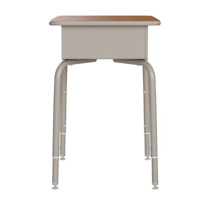 Flash Furniture HERCULES 24"W Student Desk with Classroom Stack Chair, Walnut Desktop/Silver Frame/Black Chair (FDDESKGWASCH3BB)