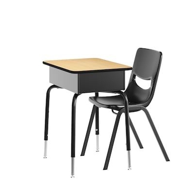 Flash Furniture HERCULES 24W Student Desk with Classroom Stack Chair, Natural Desktop/Black Frame/B