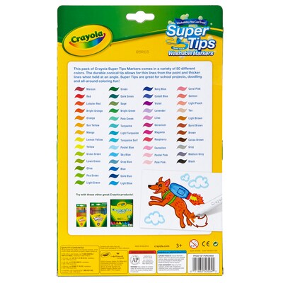 Crayola Washable Markers Super Tips W/Silly Scents, Assorted, 50/Pack  (BIN585050) | Quill.com