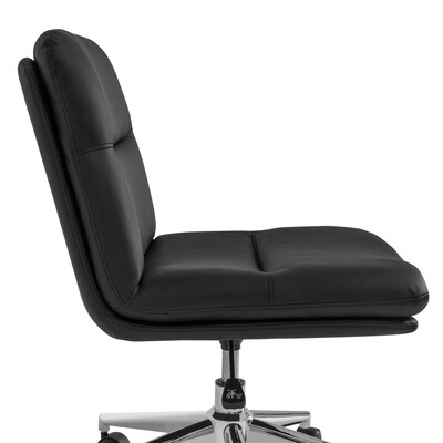 Flash Furniture Chloe Armless Ergonomic Faux Leather Swivel Task Chair, Black/Chrome Frame (CH2321741BK)