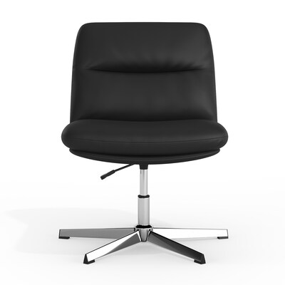 Flash Furniture Chloe Armless Ergonomic Faux Leather Swivel Task Chair, Black/Chrome Frame (CH232196BK)