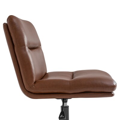 Flash Furniture Chloe Armless Ergonomic Faux Leather Swivel Task Chair, Cognac/Black Frame (CH232174CGNBK)