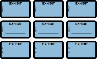 Tabbies Pre-Printed Labels - Defendants Exhibit, Self-Adhesive, 1x1-5/8, Blue, 252 Labels/Pack (58