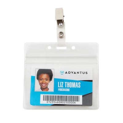 Advantus ID Badge Holders, Frosted Clear, 50/Pack (AVT75523)