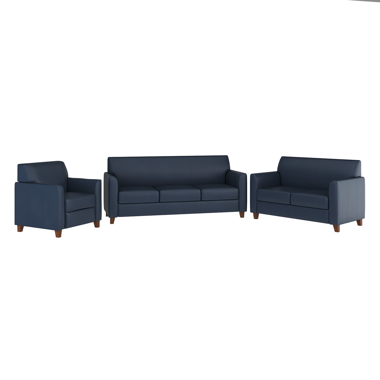 Flash Furniture HERCULES Diplomat Series LeatherSoft Reception Set, Navy, 3-Pieces (BT827SETNVY)