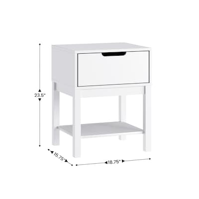 Flash Furniture Dallas 18.75"W x 15.75"D Wooden Nightstand, White (MG090031NSWH)