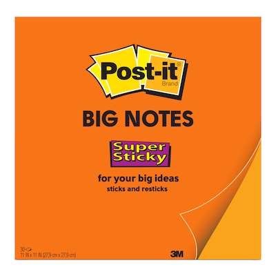 Post-it Notes, 11 x 11, Orange, 30 Sheet/Pad (BN11O)