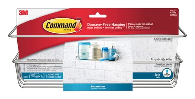 Photo 1 of **SEE NOTES**
Command™ Shower Caddy, Satin Nickel, 1 Caddy, 1 Prep Wipe, 4 Large Water-Resistant Strips/Pack (BATH31-SN-ES)
