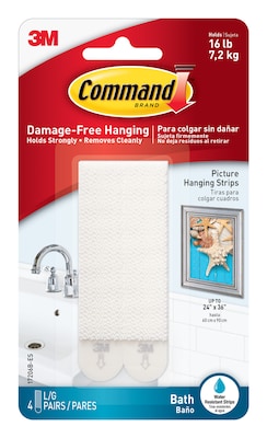 Command Large Bathroom Hanging Strips, 5 lb., White, 4/Pack (17206B-ES)