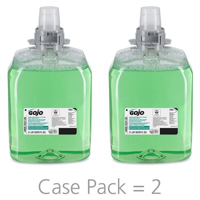 GOJO FMX-20 Foaming Hand Soap, Hair & Body Wash Refill for FMX-20 Dispenser, Cucumber Melon Scent, 67.6 oz., 2/Carton (5263-02)